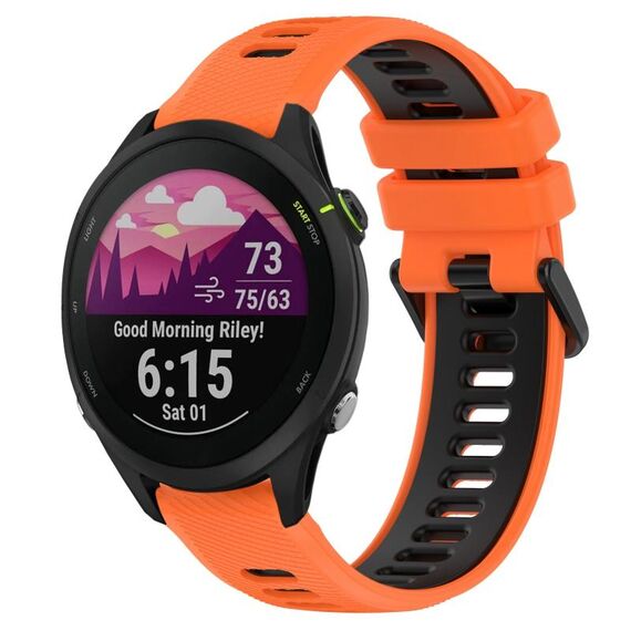 Per Garmin Forerunner 255 Music 22mm Cinturino sportivo in silicone bicolore (arancione + nero)