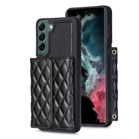 Per Samsung Galaxy S22 + 5G Portafoglio orizzontale Custodia in pelle rombica (nero)