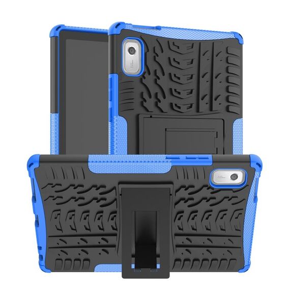 Per Lenovo Tab M9 Tire Texture TPU + custodia per telefono PC con supporto (blu)
