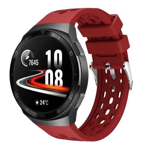 Per Huawei Watch GT 2e Cinturino in silicone con foro tondo tinta unita (rosso)