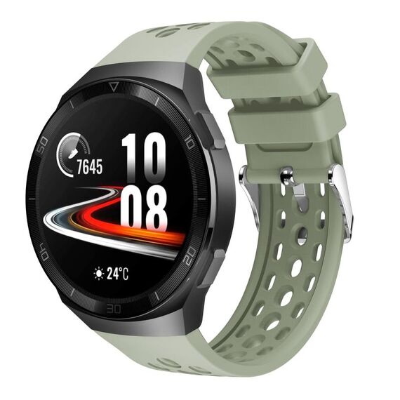Per Huawei Watch GT 2e Cinturino in silicone con foro tondo tinta unita (verde)