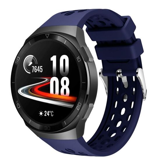 Per Huawei Watch GT 2e Cinturino in silicone con foro tondo tinta unita (blu notte)