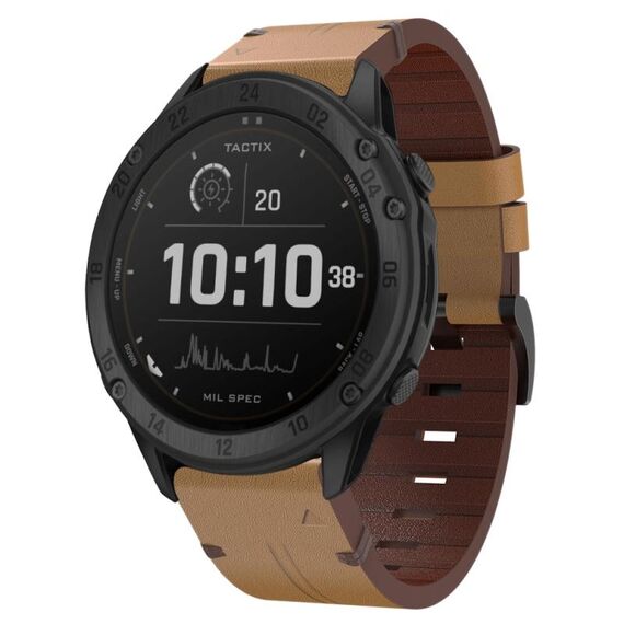 Per Garmin Tactix Delta 26mm cinturino in pelle con fibbia in acciaio (marrone chiaro)