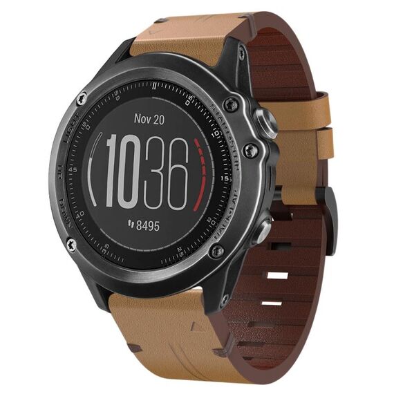 Per Garmin Fenix 3 26mm cinturino in pelle con fibbia in acciaio (marrone chiaro)