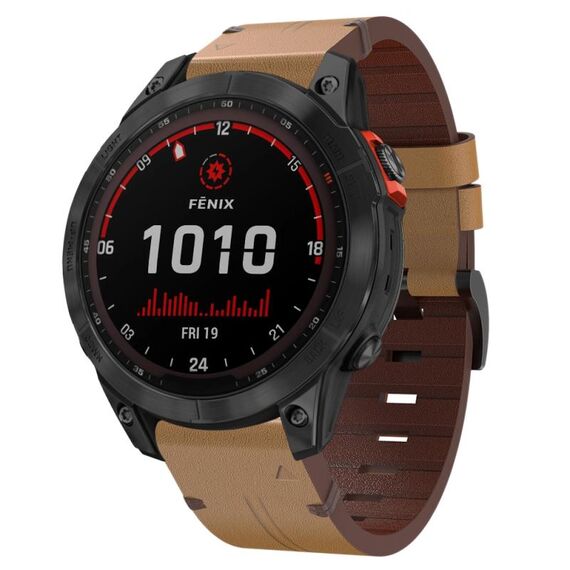 Cinturino per orologio Garmin Fenix 7 Solar 22mm in pelle con fibbia in acciaio (marrone chiaro)