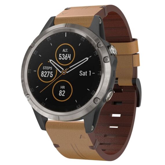 Per Garmin Fenix 5 22mm cinturino in pelle con fibbia in acciaio (marrone chiaro)