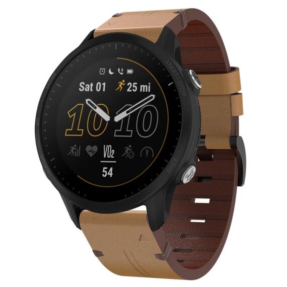 Per Garmin Forerunner 955 22mm cinturino in pelle con fibbia in acciaio (marrone chiaro)