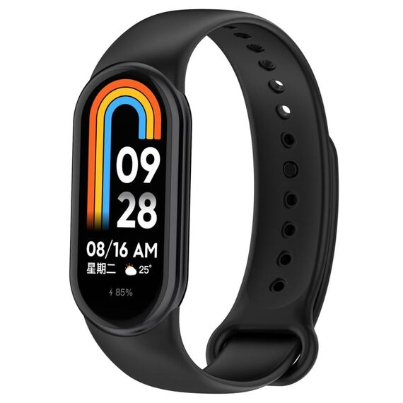 Per cinturino di ricambio per spina in silicone tinta unita Xiaomi Mi Band 8 (nero)