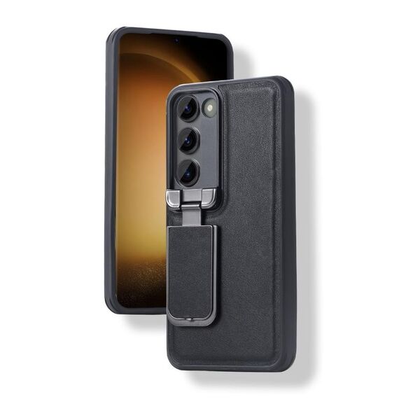 Per Samsung Galaxy S23 + 5G Lens Flip Cover Custodia per telefono in TPU + PU (nero)