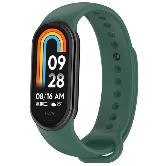 Per cinturino di ricambio per spina in acciaio inossidabile tinta unita Xiaomi Mi Band 8 (verde scuro)