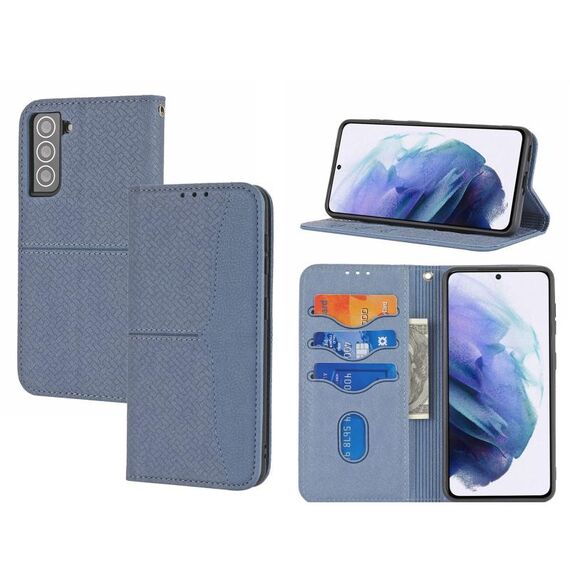 Per Samsung Galaxy S23+ 5G Custodia in pelle magnetica con cuciture a trama tessuta (grigio)