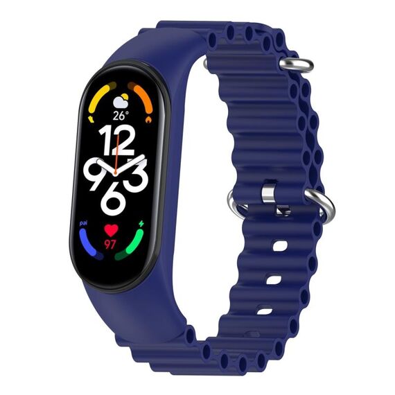 Per Xiaomi Mi Band 7/6/5/4/3 cinturino traspirante in silicone marino tinta unita (blu)