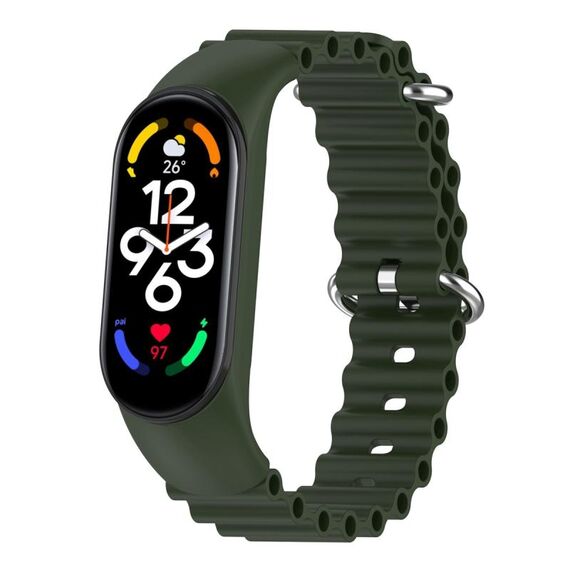Per Xiaomi Mi Band 7/6/5/4/3 cinturino traspirante in silicone marino tinta unita (verde)