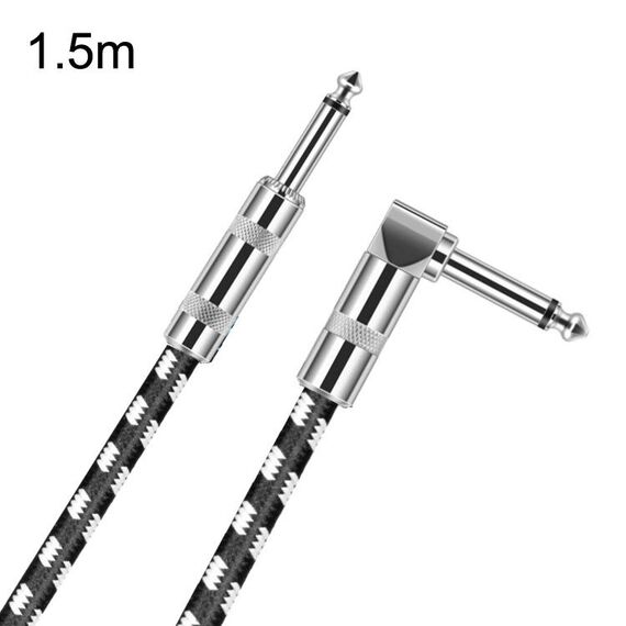 1,5 m 1 testa dritta + 1 testa a gomito Cavo per chitarra da 6,35 mm Nucleo in rame privo di ossigeno TS Cavo a due conduttori grande