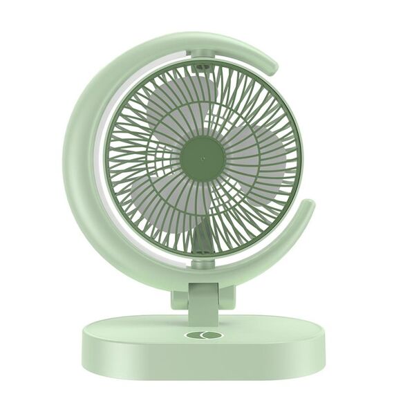 LF-002 Mini USB Ricaricabile Ventilatore da Tavolo Luce Notturna Girevole Ventola Silenziosa (Verde Chiaro)