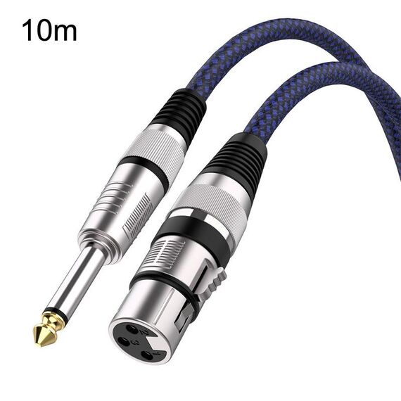 Cavo di bilanciamento XLR per microfono TRS maschio da 6,35 mm blu e nero da 10 m