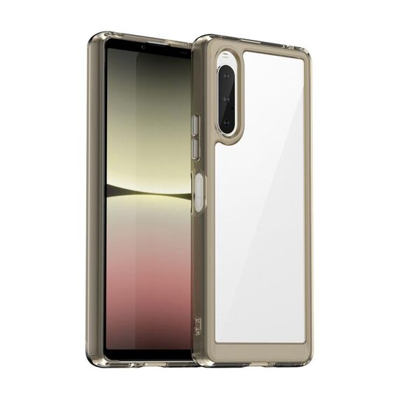 Per Sony Xperia 10 V serie colorata custodia in acrilico + TPU (grigio trasparente)