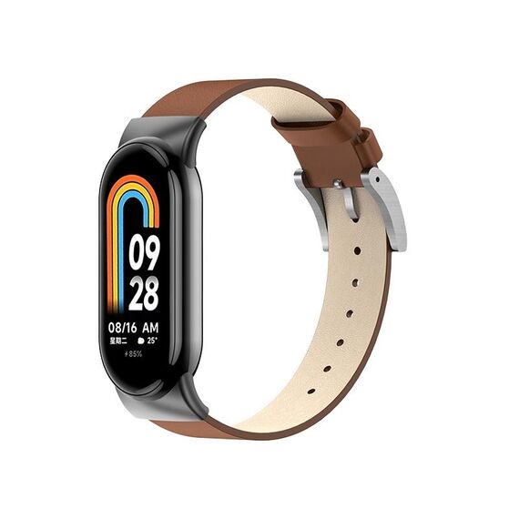 Per cinturino di ricambio in pelle Xiaomi Mi Band 8 12mm (marrone)