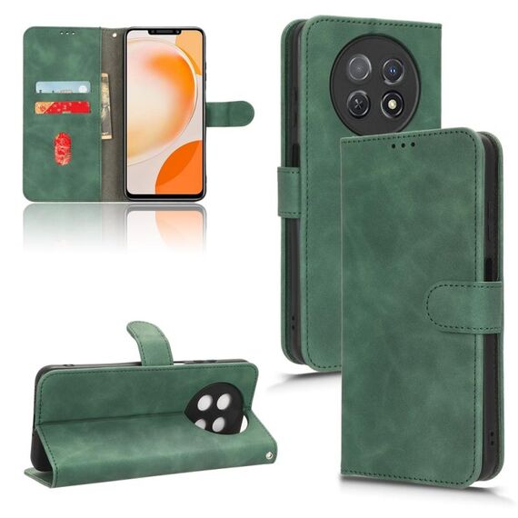 Per Huawei Enjoy 60X Custodia per telefono in pelle con vibrazione magnetica Skin Feel (verde)