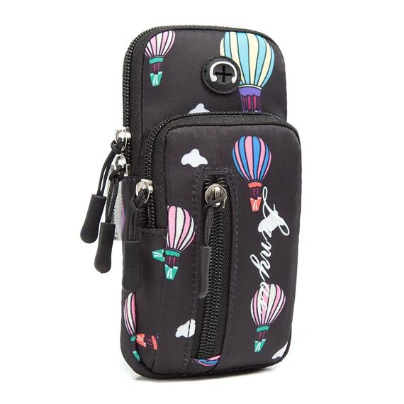 B089 Grande borsa da braccio per cellulare per sport all'aria aperta Equitazione Custodia per cellulare per alpinismo Fitness (nero brillante)