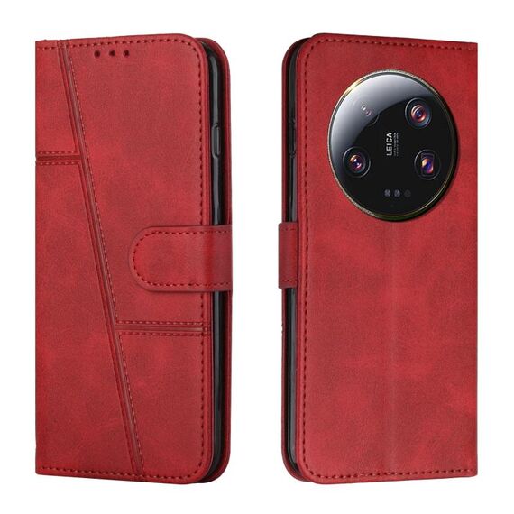 Custodia per telefono in pelle con fibbia in pelle di vitello con cuciture ultra xiaomi 13 (rosso)