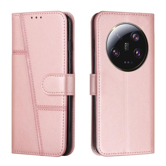Custodia per telefono in pelle con fibbia in pelle di vitello con cuciture ultra xiaomi 13 (oro rosa)