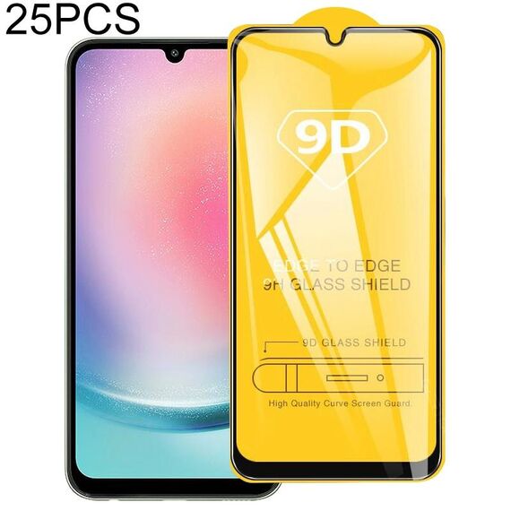 Per Samsung Galaxy A24 4G 25 pezzi 9D Full Glue Pellicola in vetro temperato a schermo intero