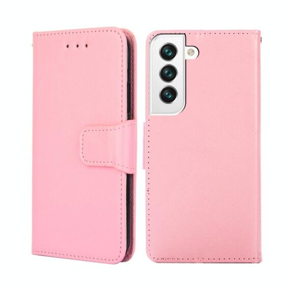Per Samsung Galaxy S23 5G Custodia in pelle con struttura in cristallo (rosa)