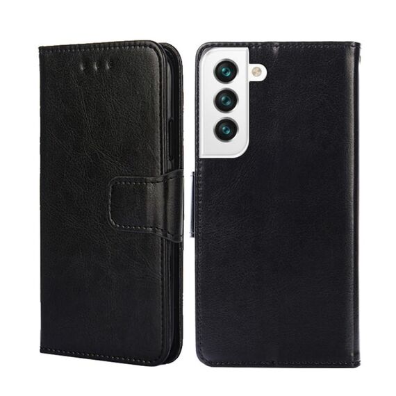 Per Samsung Galaxy S23 5G Custodia in pelle con struttura in cristallo (nero)