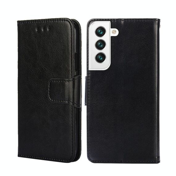 Per Samsung Galaxy S23 + 5G Custodia in pelle con struttura in cristallo (nero)