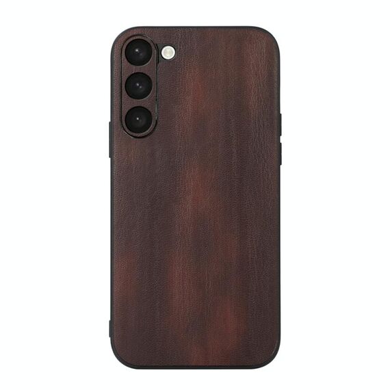 Per Samsung Galaxy S23 5G Custodia per telefono in PU con trama di mucca gialla (caffè)