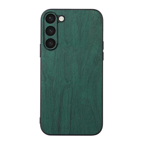 Per Samsung Galaxy S23 5G Custodia per telefono in PU con struttura in legno (verde)