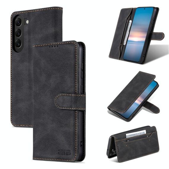Per Samsung Galaxy S23+ 5G AZNS Dream II Custodia per cellulare in pelle Flip Feel (nera)