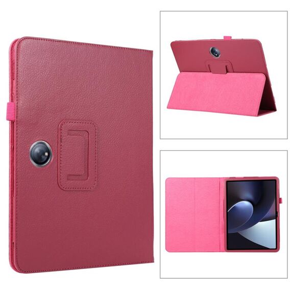 Per OPPO Pad 2 2023 Custodia per tablet in pelle con texture Litchi (rosa rossa)
