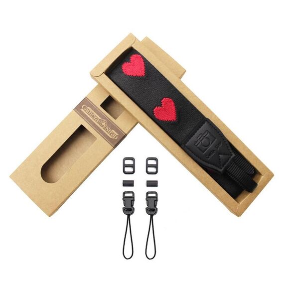 Tracolla per fotocamera SLR con motivo a cuore ricamato Cordino d'amore per fotocamera Mirrorless (Girl Heart-B-Transfer)