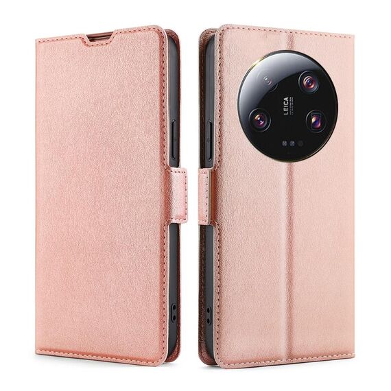 Per Xiaomi 13 Ultra 5G Custodia per telefono in pelle con fibbia laterale ultrasottile a tensione laterale (oro rosa)