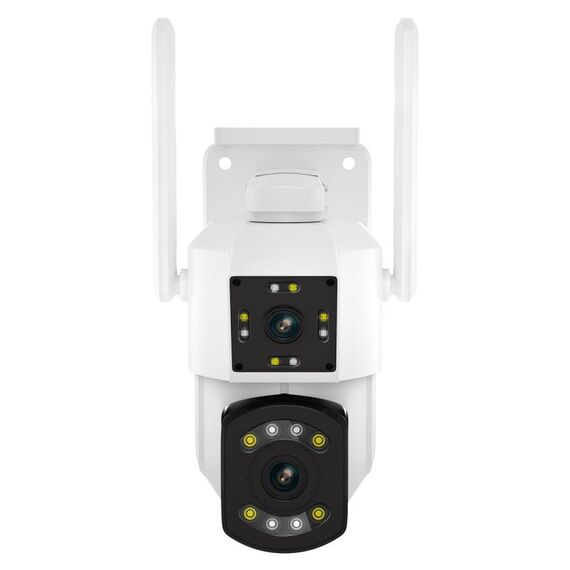 ESCAM PT210 2x3MP Dual Lens Monitor a doppio schermo Supporto telecamera WiFi Rilevamento voce e movimento bidirezionale e archiviazione cloud (spina americana)