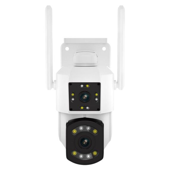 ESCAM PT210 2x3MP Dual Lens Monitor a doppio schermo Supporto telecamera WiFi Rilevamento voce e movimento bidirezionale e archiviazione cloud (spina UK)