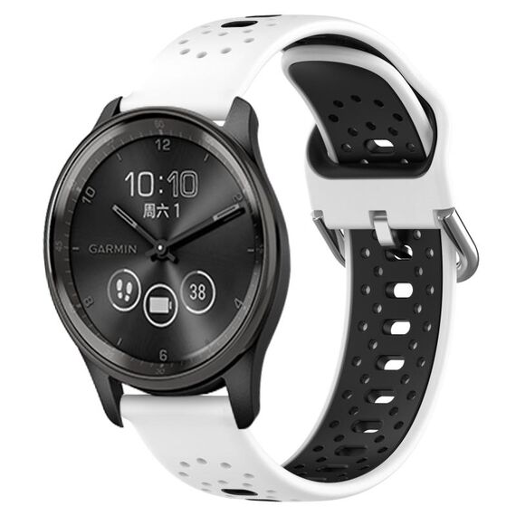 Per GarminMove Trend Cinturino in silicone bicolore traspirante da 20 mm (bianco + nero)