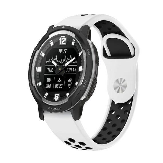 Per Garmin Instinct Crossover Solar 22mm Cinturino sportivo in silicone traspirante (bianco + nero)