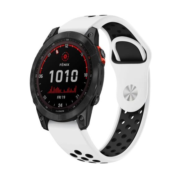 Per Garmin Fenix 7 Solar 22mm Cinturino sportivo in silicone traspirante (bianco + nero)