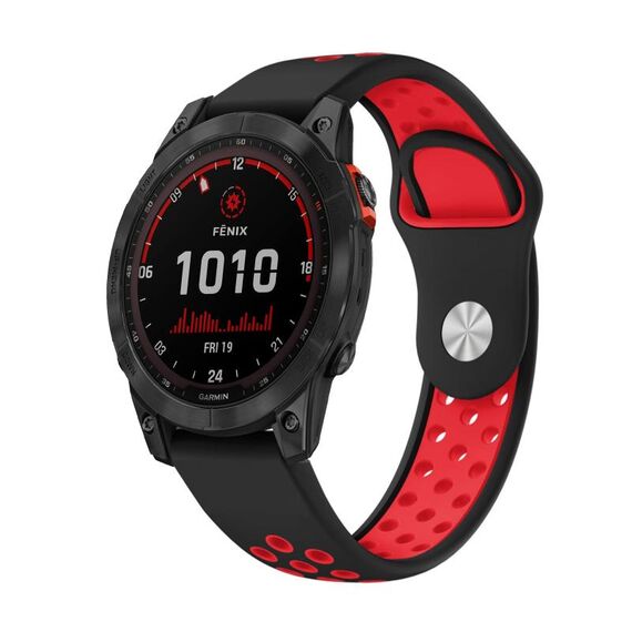 Per Garmin Fenix 7 Solar 22mm Cinturino sportivo in silicone traspirante (nero + rosso)