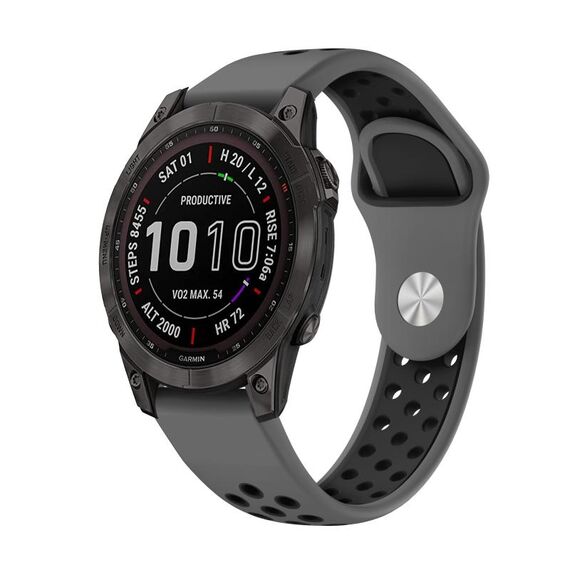 Per Garmin Fenix 7 Sapphire Solar 22mm Cinturino sportivo in silicone traspirante (grigio + nero)