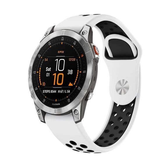 Per cinturino sportivo in silicone traspirante Garmin EPIX Gen 2 22mm (bianco + nero)