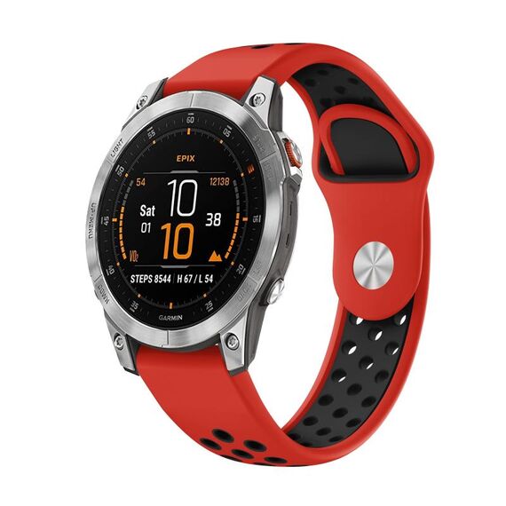 Per cinturino sportivo in silicone traspirante Garmin EPIX Gen 2 22mm (rosso + nero)