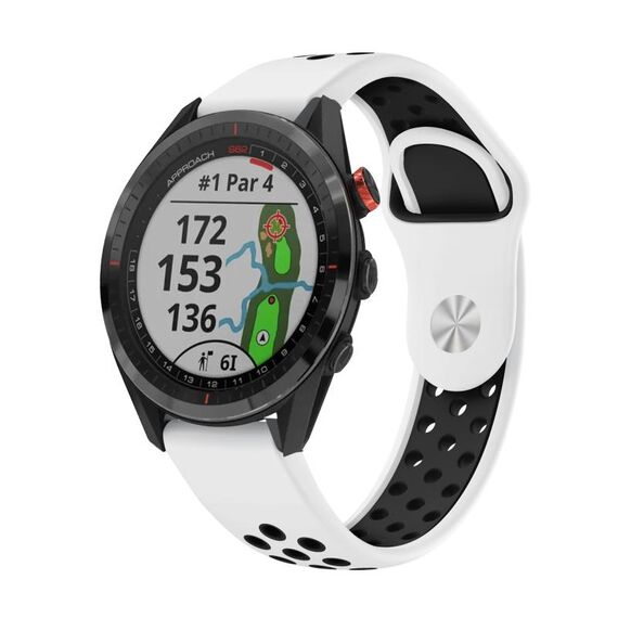 Per Garmin Approach S62 Cinturino sportivo in silicone traspirante da 22 mm (bianco + nero)