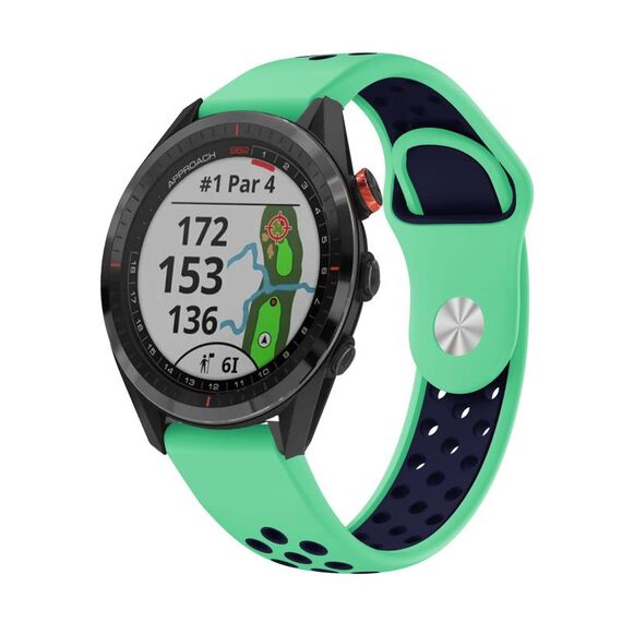 Per Garmin Approach S62 Cinturino sportivo in silicone traspirante da 22 mm (verde menta + blu notte)