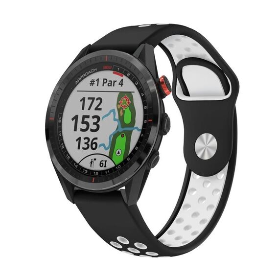 Per Garmin Approach S62 Cinturino sportivo in silicone traspirante da 22 mm (nero + bianco)