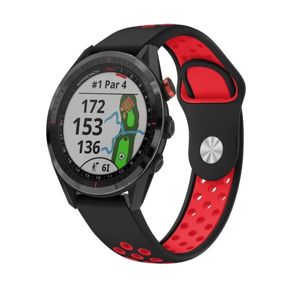 Per Garmin Approach S62 Cinturino sportivo in silicone traspirante da 22 mm (nero + rosso)