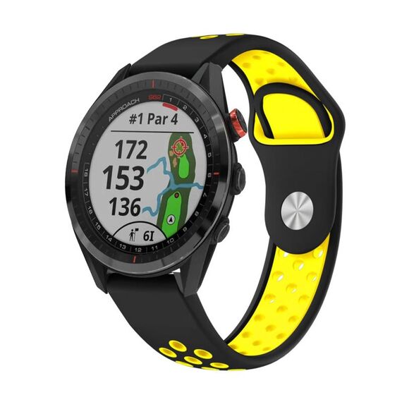 Per Garmin Approach S62 Cinturino sportivo in silicone traspirante da 22 mm (nero + giallo)